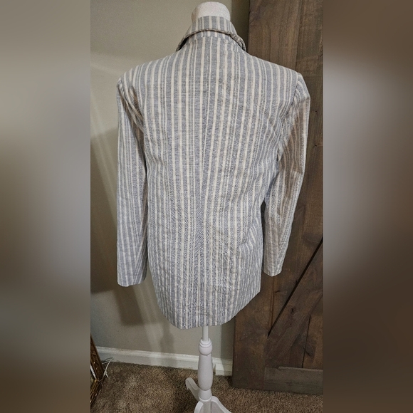 ENTRO Cotton/linen Striped Blazer dove Blue. Size Small NWT - Picture 13 of 16